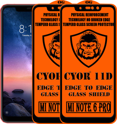 CYOR Edge To Edge Tempered Glass for Mi Redmi Note 6 Pro(Pack of 2)