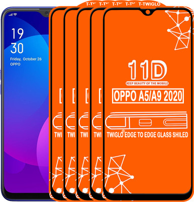 TWIGLO Edge To Edge Tempered Glass for OPPO A5 2020(Pack of 5)