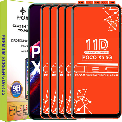 PFOAM Edge To Edge Tempered Glass for POCO X5 5G(Pack of 5)