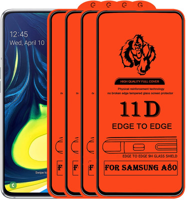1DOLLAR Edge To Edge Tempered Glass for Samsung Galaxy A80([ Full Adhesive Glass, With Installation Kit ]-Pack of 4)(Pack of 4)