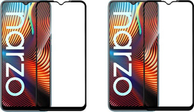 DMJHP Edge To Edge Tempered Glass for Realme Narzo 30A(Pack of 2)