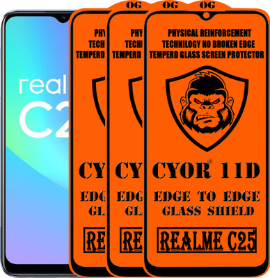 CYOR Edge To Edge Tempered Glass for REALME C25(Pack of 3)