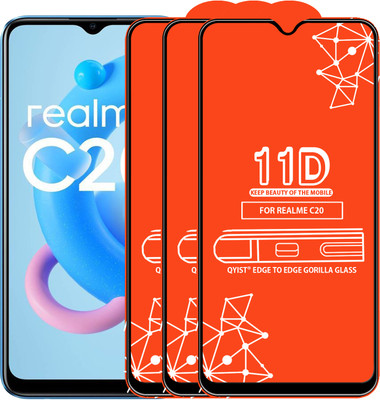 Qyist Edge To Edge Tempered Glass for Realme C20(Pack of 3)