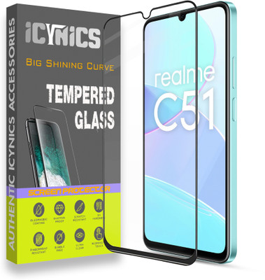 ICYNICS Edge To Edge Tempered Glass for Realme C51, Anti-Fingerprint, Waterproof, Oil-resistant, Bubble-Free, Anti-Static with Full Screen Coverage & Easy Installation(Pack of 1)