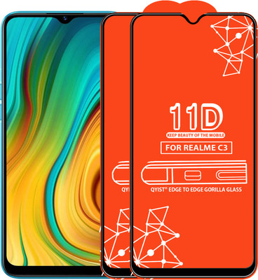 Qyist Edge To Edge Tempered Glass for Realme C3(Pack of 2)