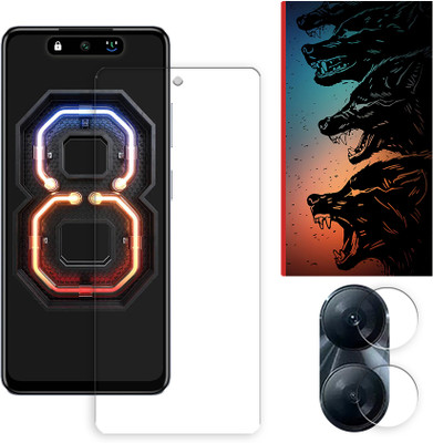 SOMTONE Edge To Edge Tempered Glass for Infinix Smart 8 Pro 4G Tempered Glass Screen Protector | Anti-Scratch | Edge to Edge Full Coverage | 9H Hardness ( 1 FRONT SCREEN GUARD + 1 CAMERA LENS PROTECTOR + 1 FREE BACK EMBOSSED SKIN061 )(Pack of 1)