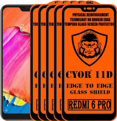 CYOR Edge To Edge Tempered Glass for Mi Redmi 6 pro(Pack of 5)