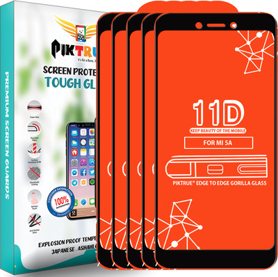 PikTrue Edge To Edge Tempered Glass for Mi Redmi 5A(Pack of 5)