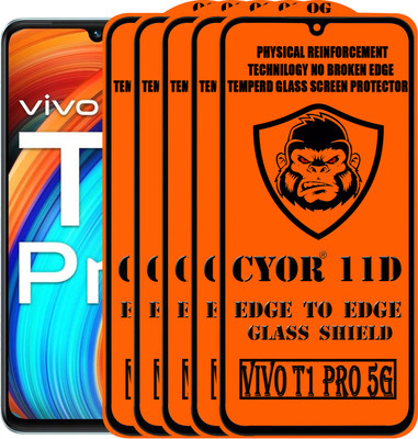 CYOR Edge To Edge Tempered Glass for VIVO T1 PRO 5G(Pack of 5)