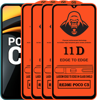 Laxdom Edge To Edge Tempered Glass for POCO C3(Pack of 4)