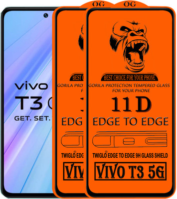 TWIGLO Edge To Edge Tempered Glass for VIVO T3 5G(Pack of 3)