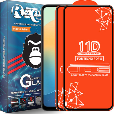 Roxel Edge To Edge Tempered Glass for Tecno Pop 8(Pack of 2)
