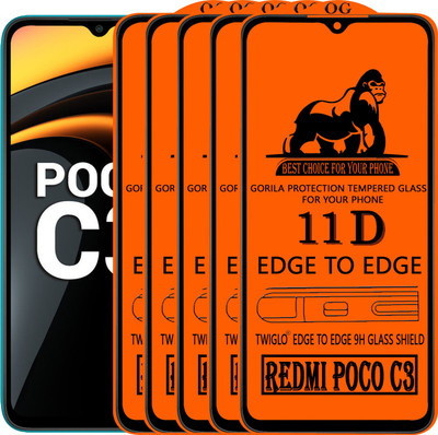 TWIGLO Edge To Edge Tempered Glass for REDMI POCO C3(Pack of 5)