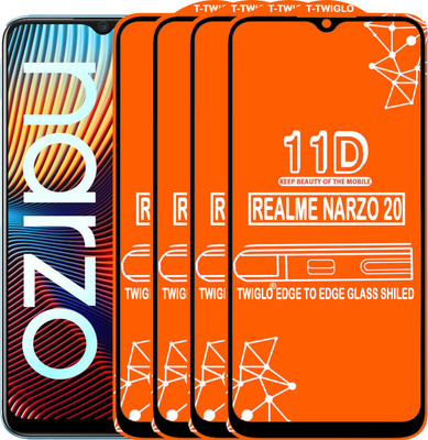 TWIGLO Edge To Edge Tempered Glass for REALME NARZO 20(Pack of 4)