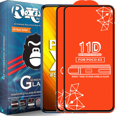 Roxel Edge To Edge Tempered Glass for Poco X3(Pack of 2)