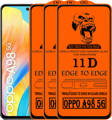 TWIGLO Edge To Edge Tempered Glass for OPPO A98 5G(Pack of 3)