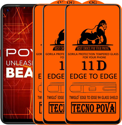 TWIGLO Edge To Edge Tempered Glass for TECNO POVA(Pack of 3)