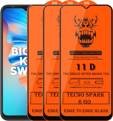 Forego Edge To Edge Tempered Glass for Tecno Spark 6 Go(Pack of 3)