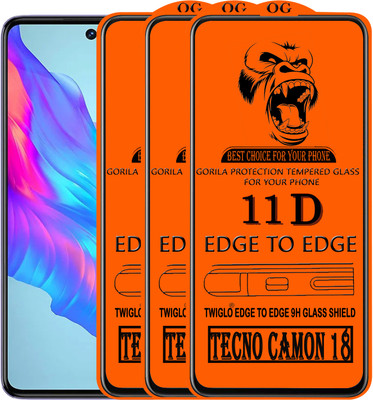 TWIGLO Edge To Edge Tempered Glass for TECNO CAMON 18(Pack of 3)