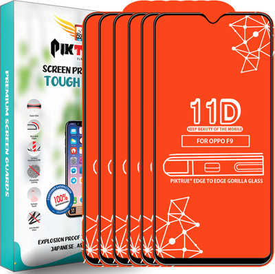 PikTrue Edge To Edge Tempered Glass for Oppo F9(Pack of 6)