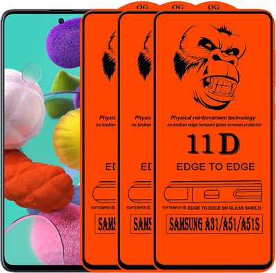 TOPTEMPER Edge To Edge Tempered Glass for SAMSUNG GALAXY A51(Pack of 3)