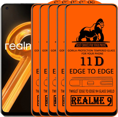 TWIGLO Edge To Edge Tempered Glass for REALME 9(Pack of 5)