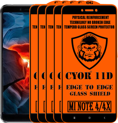 CYOR Edge To Edge Tempered Glass for Mi Redmi Note 4X(Pack of 5)