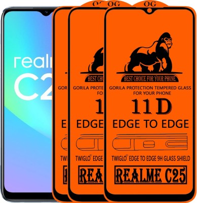 TWIGLO Edge To Edge Tempered Glass for REALME C25(Pack of 3)