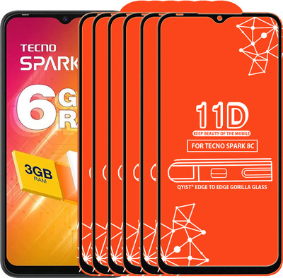 Qyist Edge To Edge Tempered Glass for Tecno Spark 8C(Pack of 6)