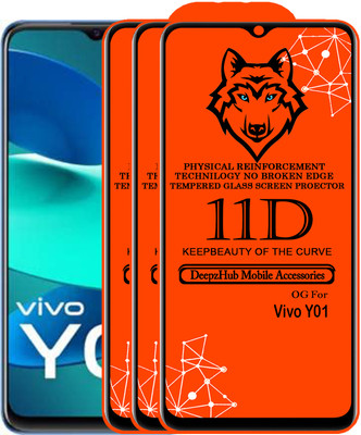 DeepzHub Edge To Edge Tempered Glass for Vivo Y01(Pack of 3)