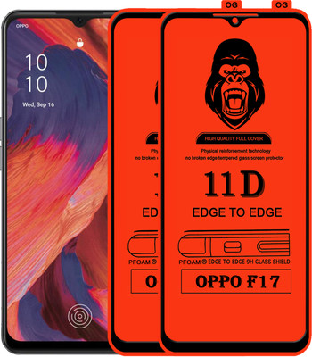 Laxdom Edge To Edge Tempered Glass for OPPO F17(Pack of 2)