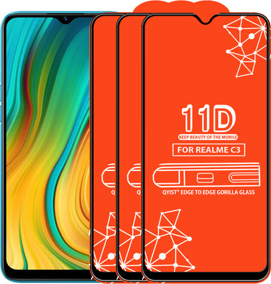 Qyist Edge To Edge Tempered Glass for Realme C3(Pack of 3)