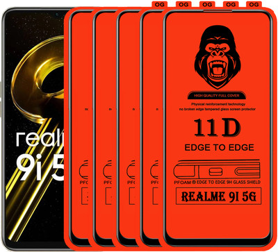 Laxdom Edge To Edge Tempered Glass for REALME 9I 5G(Pack of 5)