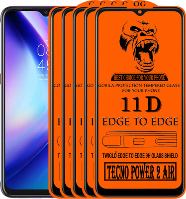 TWIGLO Edge To Edge Tempered Glass for TECNO POWER 2 AIR(Pack of 5)