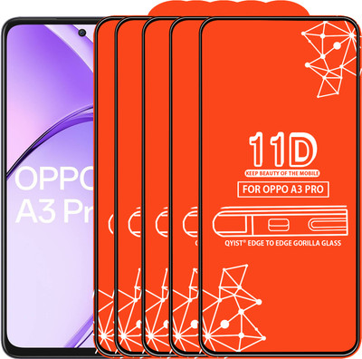 Qyist Edge To Edge Tempered Glass for OPPO A3 PRO(Pack of 5)