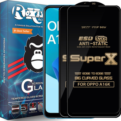 Roxel Edge To Edge Tempered Glass for OPPO A16K(Pack of 2)