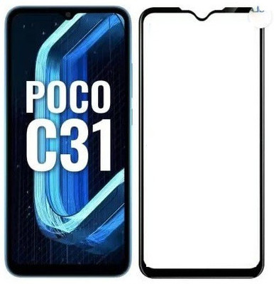 O2MG Edge To Edge Tempered Glass for POCO C31(Pack of 1)