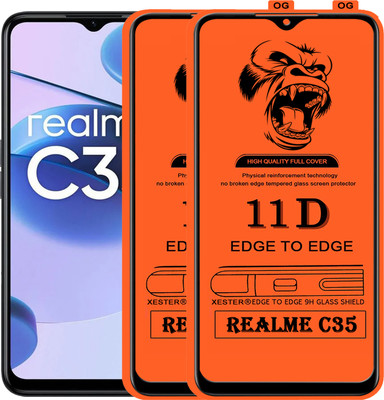 PFOAM Edge To Edge Tempered Glass for REALME C35(Pack of 2)