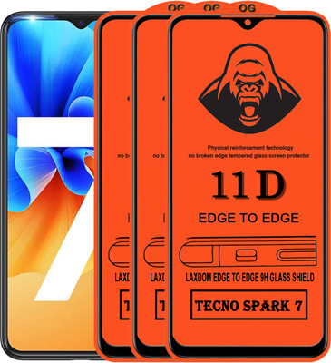 Laxdom Edge To Edge Tempered Glass for TECNO SPARK 7(Pack of 3)