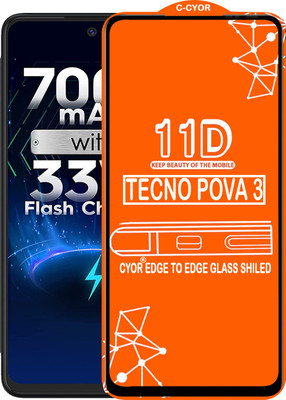 CYOR Edge To Edge Tempered Glass for TECNO POVA 3(Pack of 1)