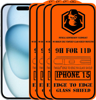 TWIGLO Edge To Edge Tempered Glass for IPHONE 15(Pack of 4)