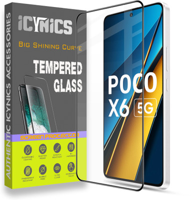 ICYNICS Edge To Edge Tempered Glass for Poco X6 5G, Anti-Fingerprint, Waterproof, Oil-resistant, Bubble-Free, Anti-Static with Full Screen Coverage & Easy Installation(Pack of 1)