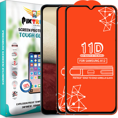 PikTrue Edge To Edge Tempered Glass for Samsung Galaxy A12(Pack of 2)
