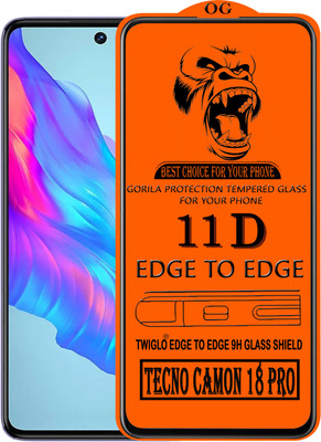 TWIGLO Edge To Edge Tempered Glass for TECNO CAMON 18 PRO(Pack of 1)