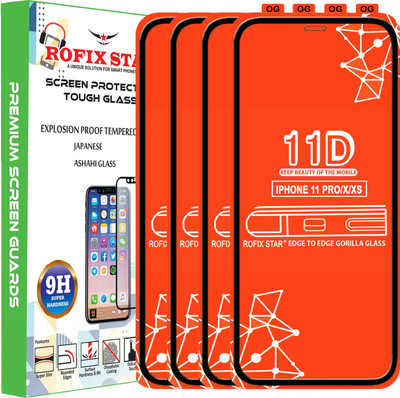 Rofix star Edge To Edge Tempered Glass for Apple iPhone X(Pack of 4)