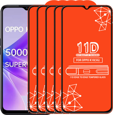 Roxel Edge To Edge Tempered Glass for Oppo K10 5G(Pack of 5)