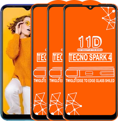 TWIGLO Edge To Edge Tempered Glass for TECNO SPARK 4(Pack of 3)