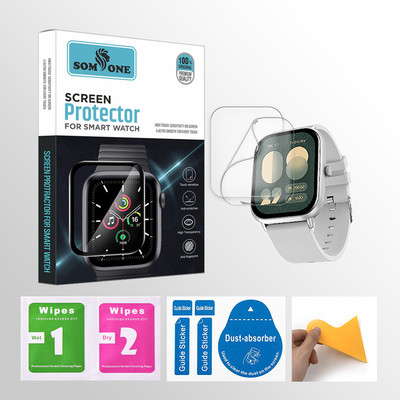 SOMTONE Edge To Edge Tempered Glass for Fire-Boltt Ninja Call Pro Max 2.01 inch Smartwatch 2 PROTECTOR + 2 WIPES + 2 DUST REMOVAL STICKER + 1 WIPER(Pack of 2)