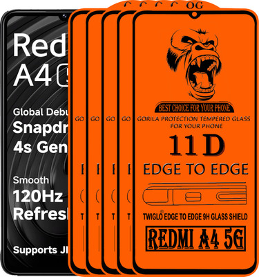 TWIGLO Edge To Edge Tempered Glass for REDMI MI A4 5G(Pack of 5)