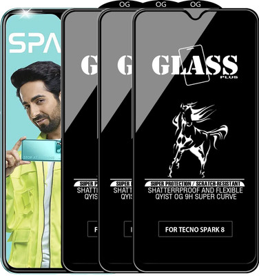 Qyist Edge To Edge Tempered Glass for TECNO SPARK 8(Pack of 3)